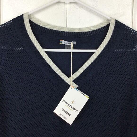 Smartwool Tunic Sweater NWT Navy & Gray Wool V-neck - Picture 3 of 13